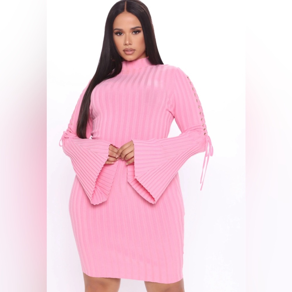 Women’s Fashion Nova pink sweater dress with tags size 3x